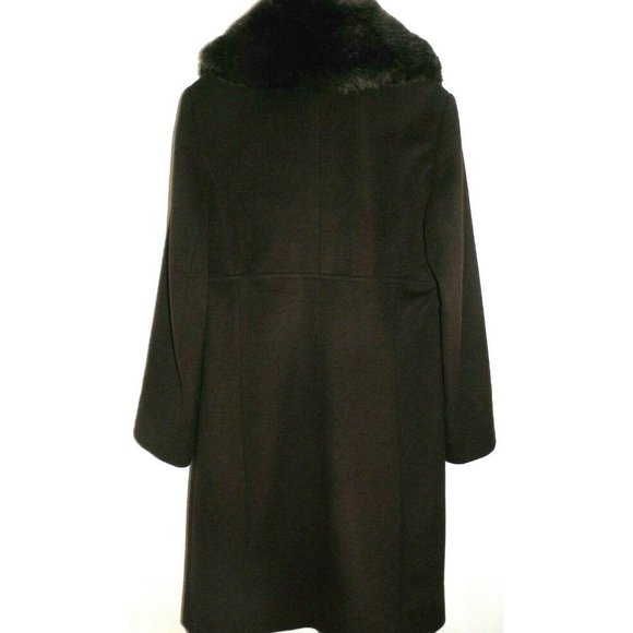 Women's 10 Jones New York GIII Brown Wool Blend 3/4 Long Coat True to Size - Picture 11 of 13